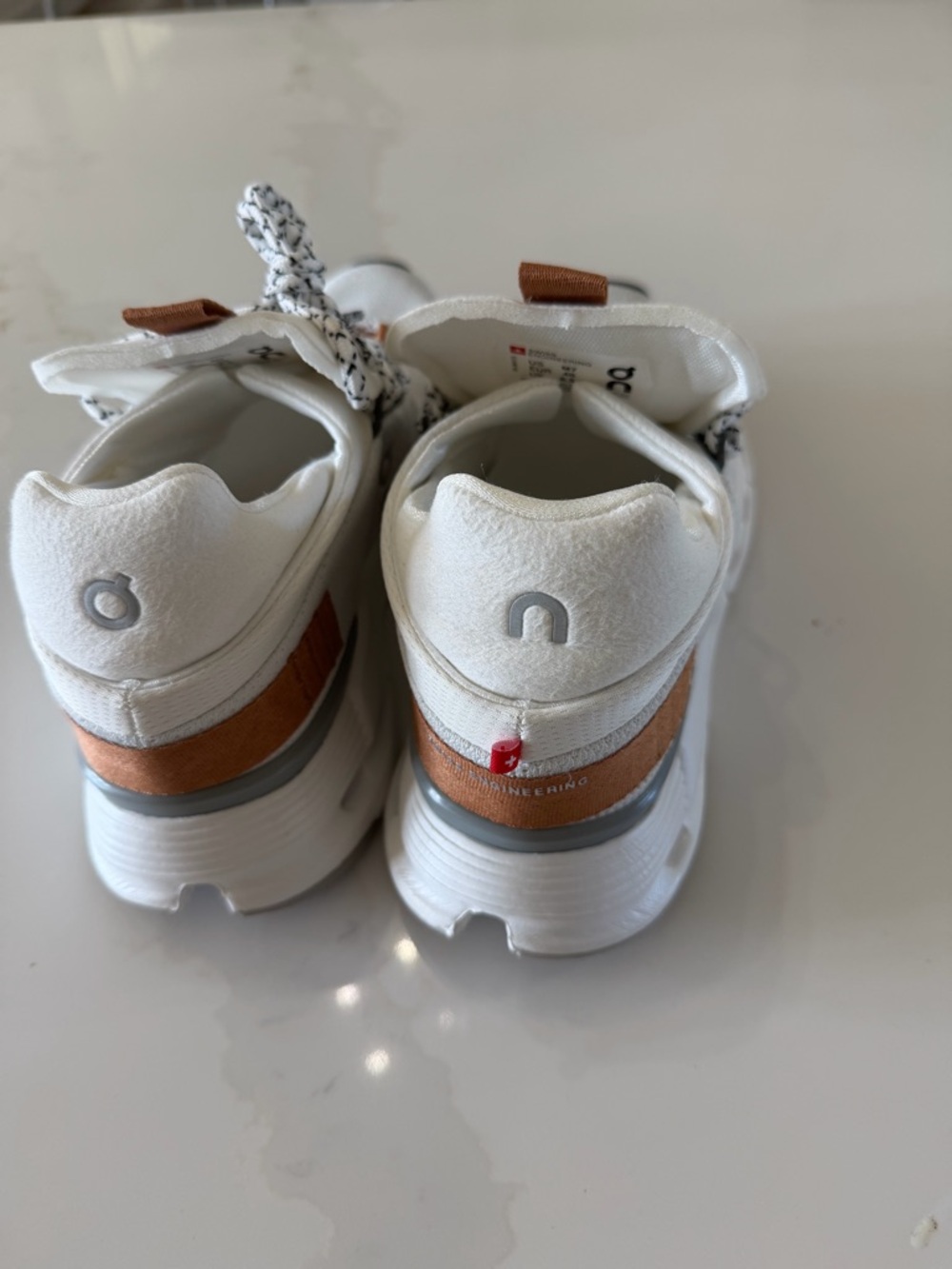 On Running White Sneakers with Copper Accents - Picture 3 of 5